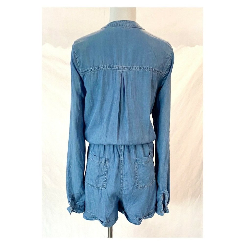 Fashion Nova Water Under The Bridge Chambray Button Front Romper Size Large - Picture 5 of 8